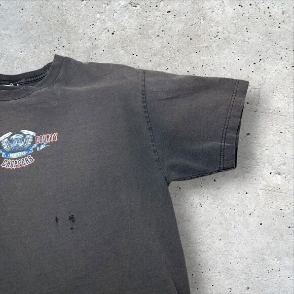 Vintage Orange County Choppers New York Eagle Biker T-Shirt Black Distressed - Picture 3 of 12